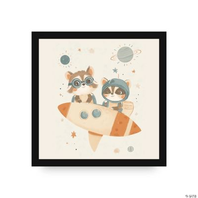 Rocky & Rizzo the Racoons Black Framed Canvas by Dancing Littles Jungle ...