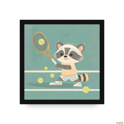 Ryder the Rally Raccoon Black Framed Canvas by Dancing Littles Jungle ...