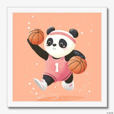Poppy the Panda Point Guard White Framed Canvas by Dancing Littles