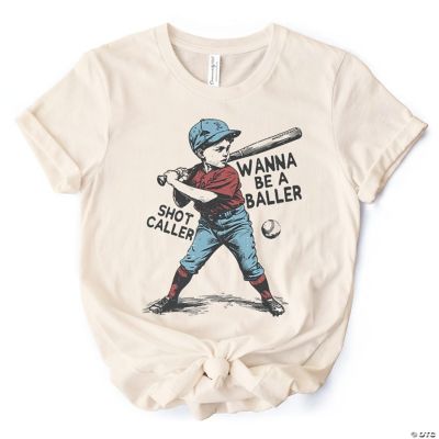 Baseball Retro T-Shirt Wanna Be a Baller, Vintage Natural Tee, 2XL ...
