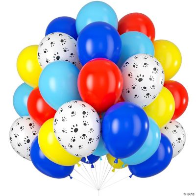 Paw Print Balloon Set 60pcs Red, Blue, Yellow Latex for Kids’ Dog ...