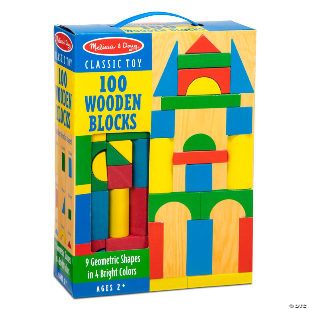 Melissa & Doug Painted Wood Blocks Set, 100 Pieces