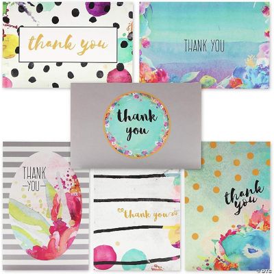 48 Pcs Thank You Cards Bulk Set, Floral Watercolor Blank Note with ...