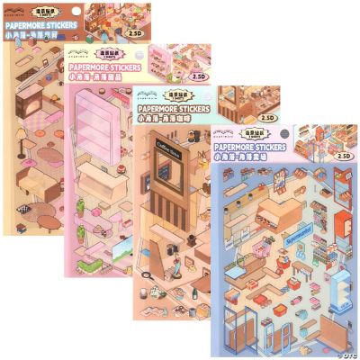 Cute Isometric Sticker Scene Set, 4 Packs of DIY Sticker Activities ...