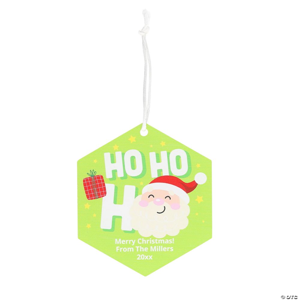 3" x 3 1/4" Personalized Cozy, Merry & Bright Hexagon Plastic Christmas Ornaments - 12 Pc.