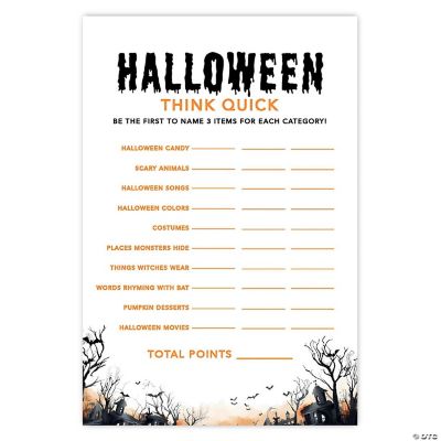 24pcs 4 X6 Halloween Think Quick Game Cards For Halloween Contest