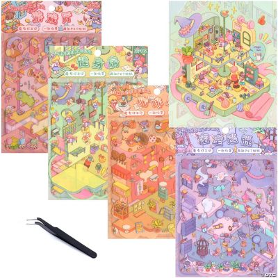 Cute Room Stickers, 4 Styles with Tweezers, Isometric Magic Shop ...