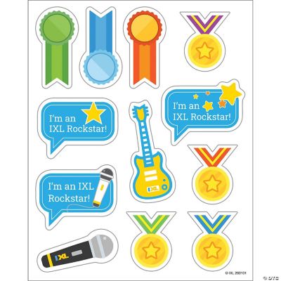 IXL 72 Ribbons and Rockstars Stickers for Kids, 6 Sheets of Incentives ...