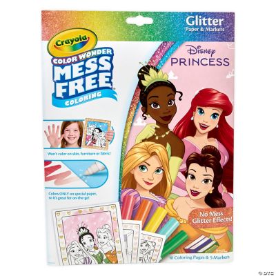 Crayola Color Wonder Glitter Coloring Pages & Markers, Princess ...