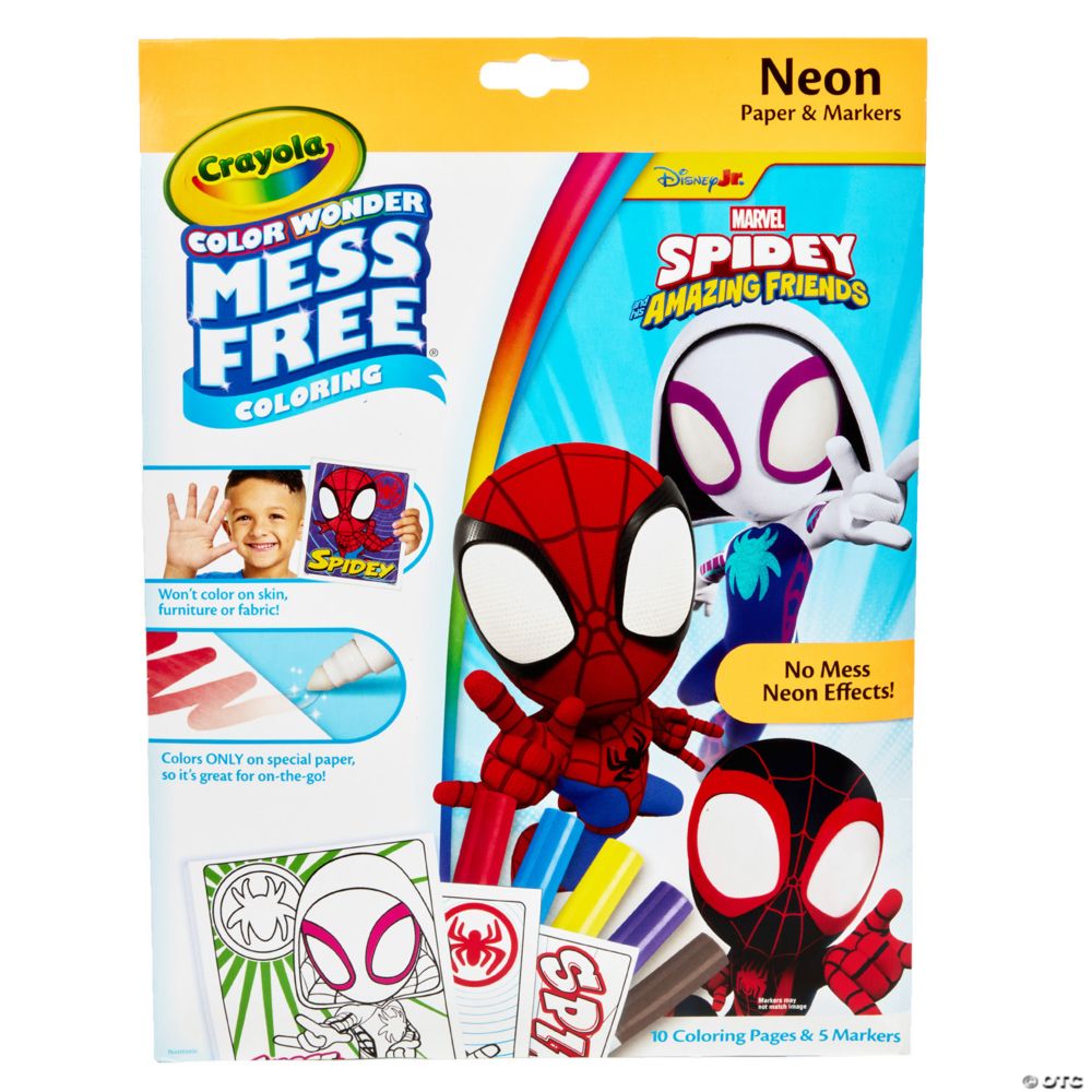Crayola Color Wonder Neon Coloring Pages & Markers, Spidey