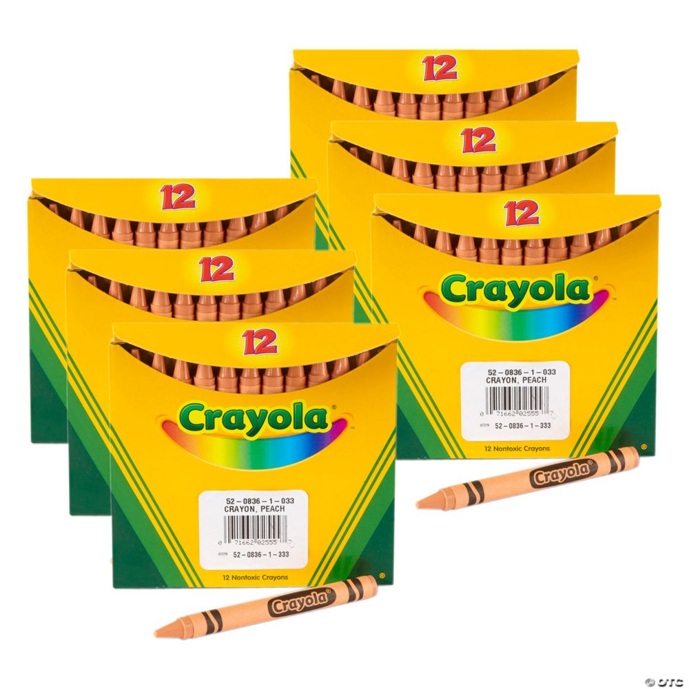 Crayola Bulk Crayons, Regular Size, Peach, 12 Per Pack, 6 Packs Pink