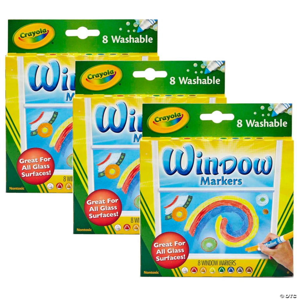 Crayola Washable Window Markers, 8 Per BoProper, 3 BoProperes