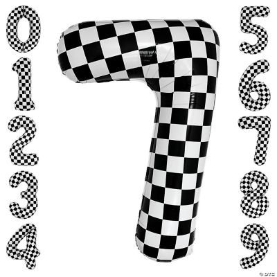 40-Inch Checkered Number 7 Balloon for Race Car 7th Birthday, Black ...