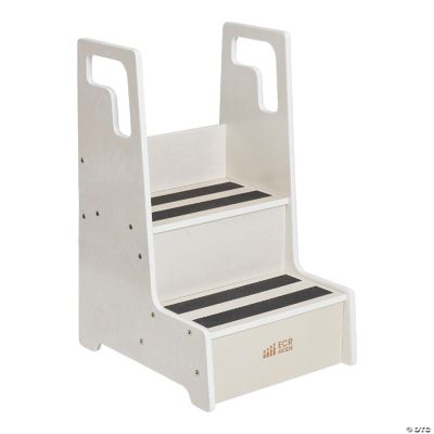 ECR4Kids Reach-Up Step Stool with Handles, White Wash | Oriental Trading