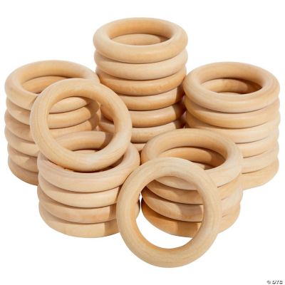 30 Pack Unfinished 3 Inch Wooden Rings for Crafts, Macrame, Crochet ...