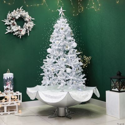 Lighted Musical Snowing Artificial White Tinsel Christmas Tree - 6 ...