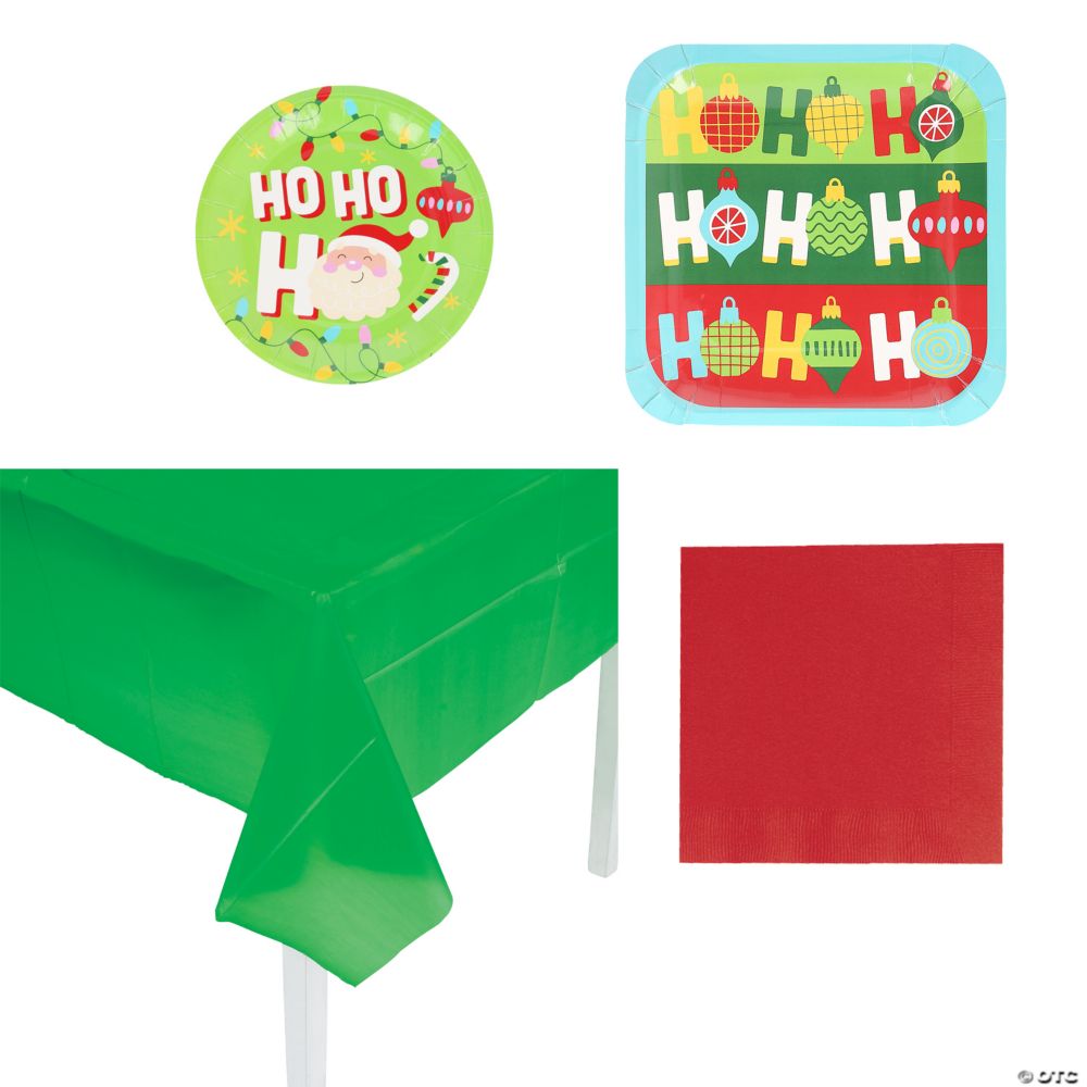 99 Pc. Cozy, Merry & Bright Disposable Tableware Kit for 24 Guests