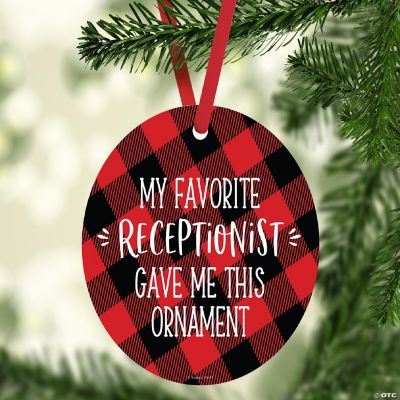 MDF Ornament Fav Receptionist Red Plaid | Oriental Trading