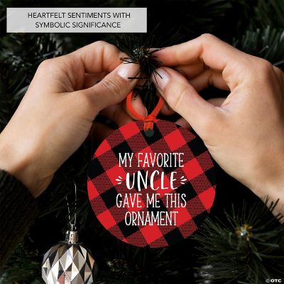 MDF Ornament Fav Uncle - Red Plaid | Oriental Trading