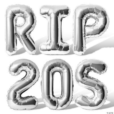 16 Inch Silver RIP 20S Letter Balloon Banner | Oriental Trading