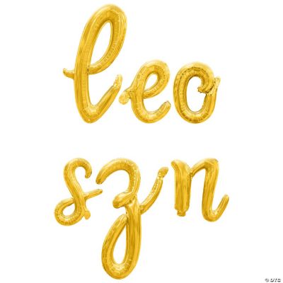 16 Inch Cursive Gold LEO SZN Letter Balloon Banner | Oriental Trading