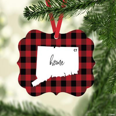 Plaid Fancy Frame Ornament Connecticut | Oriental Trading