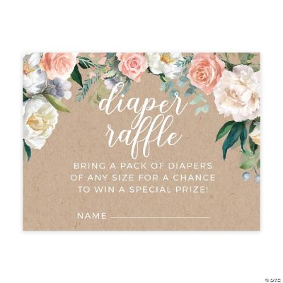 Peach Kraft Floral Diaper Raffle, 30pk | Oriental Trading