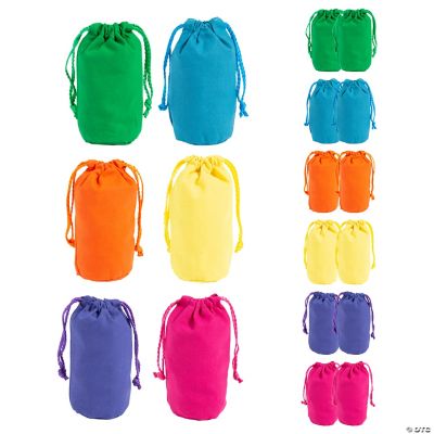 4 1/2  x 7 Mini Bright Color Canvas Drawstring Bags - 12 Pc.