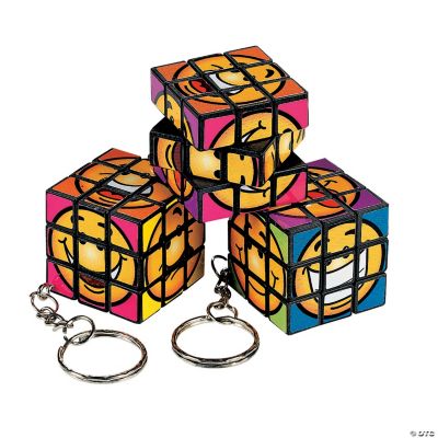 Mini Fun Puzzle Cube Keychains - 12 Pc.