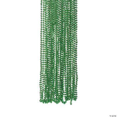 30 Bulk 48 Pc. Green Metallic Plastic Bead Necklaces