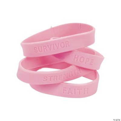 Breast Cancer Awareness Sayings Rubber Bracelets - Jewelry - 24 Pieces ...