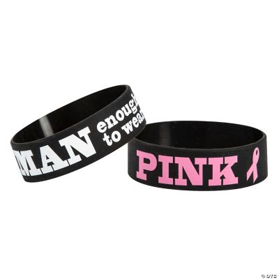 Men’s Pink Ribbon Breast Cancer Awareness Big Band Rubber Bracelets
