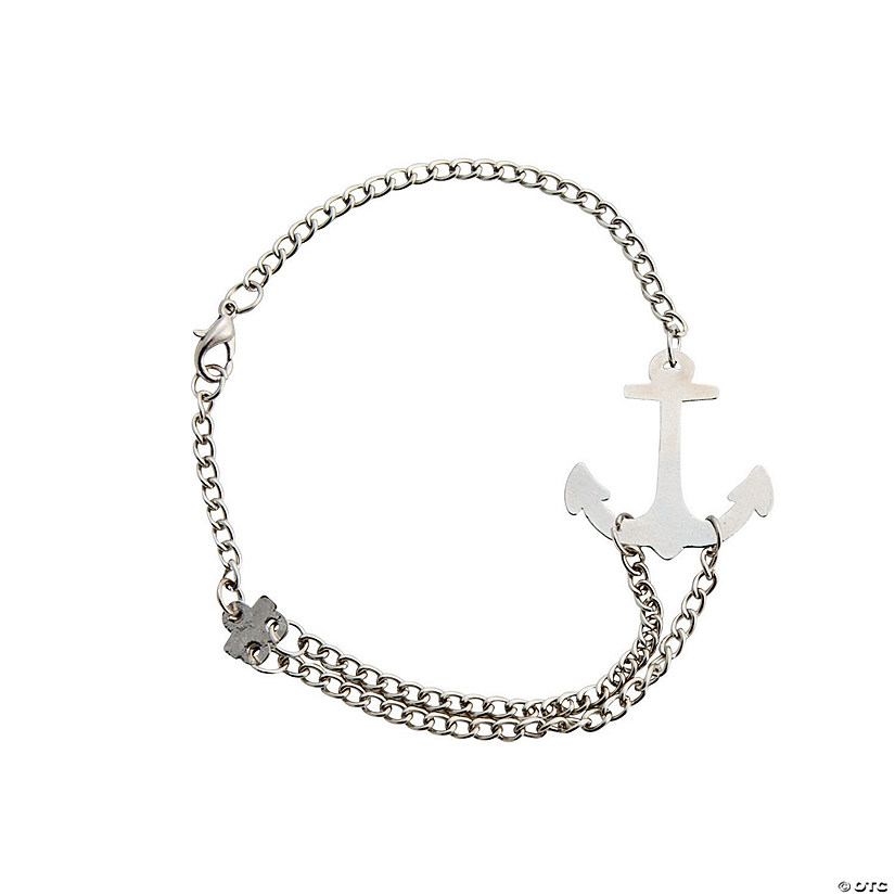 Silvertone Chain Bracelet with Anchor - Discontinued