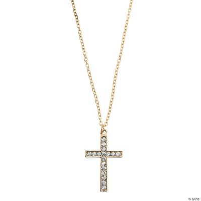 Goldtone With Rhinestones Cross Necklace - Discontinued