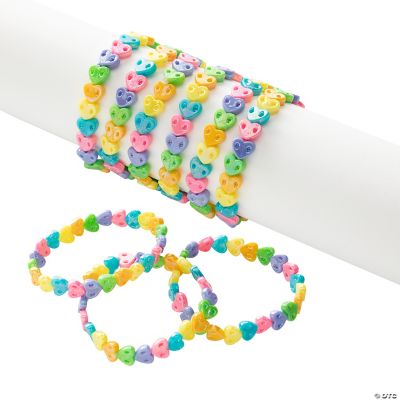Rainbow Heart Plastic Bracelets - 12 Pc. | Oriental Trading