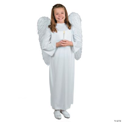 Kid’s Angel Costume with Wings & Candle - Large/Extra Large