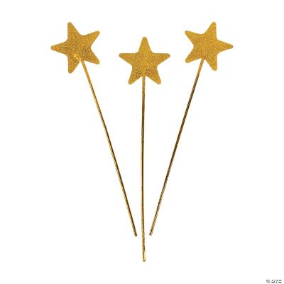 Gold Glittery Star Wands- 12 Pc.