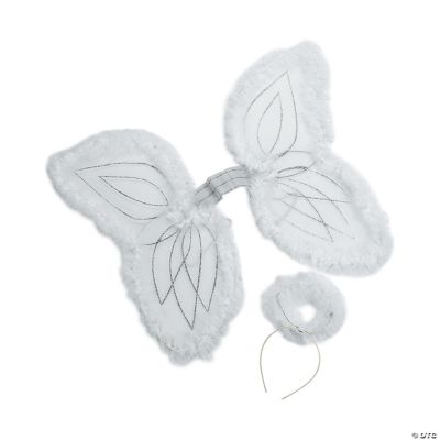 Kids White Marabou Angel Wings & Halo Headband 2 Pc. Oriental Trading