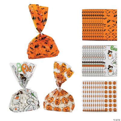 5 x 11 1/2 Halloween Ghost Cellophane Treat Bags - 12 Pc