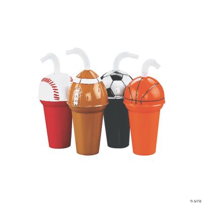 12 Set Football Ball Cups with Straws and Lids, 10 oz Toddler Plastic  Reusable Super Football Party Cups Bulk for Kids Birthday Theme Party  Football