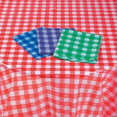 Disposable Checkered Plastic Tablecloth Assortment Oriental Trading
