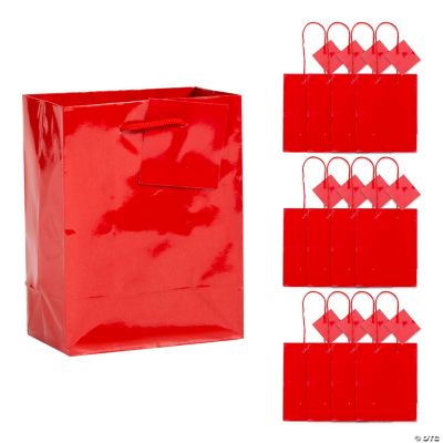 Green Glossy Handle Wrapping Paper Bag with Logo Jewelry Red Paper Bag