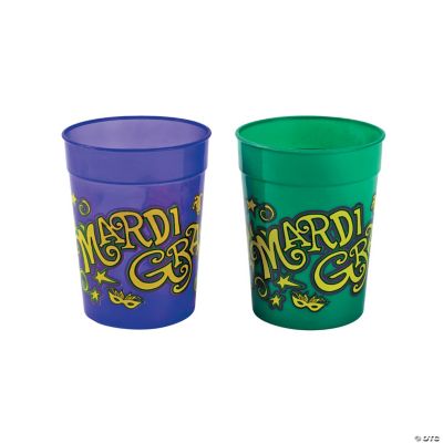 Mardi Gras Jazzy Purple & Green Plastic Cups - 12 Pc.