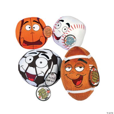 Stuffed Sports Balls Valentine Exchanges with Card for 12
