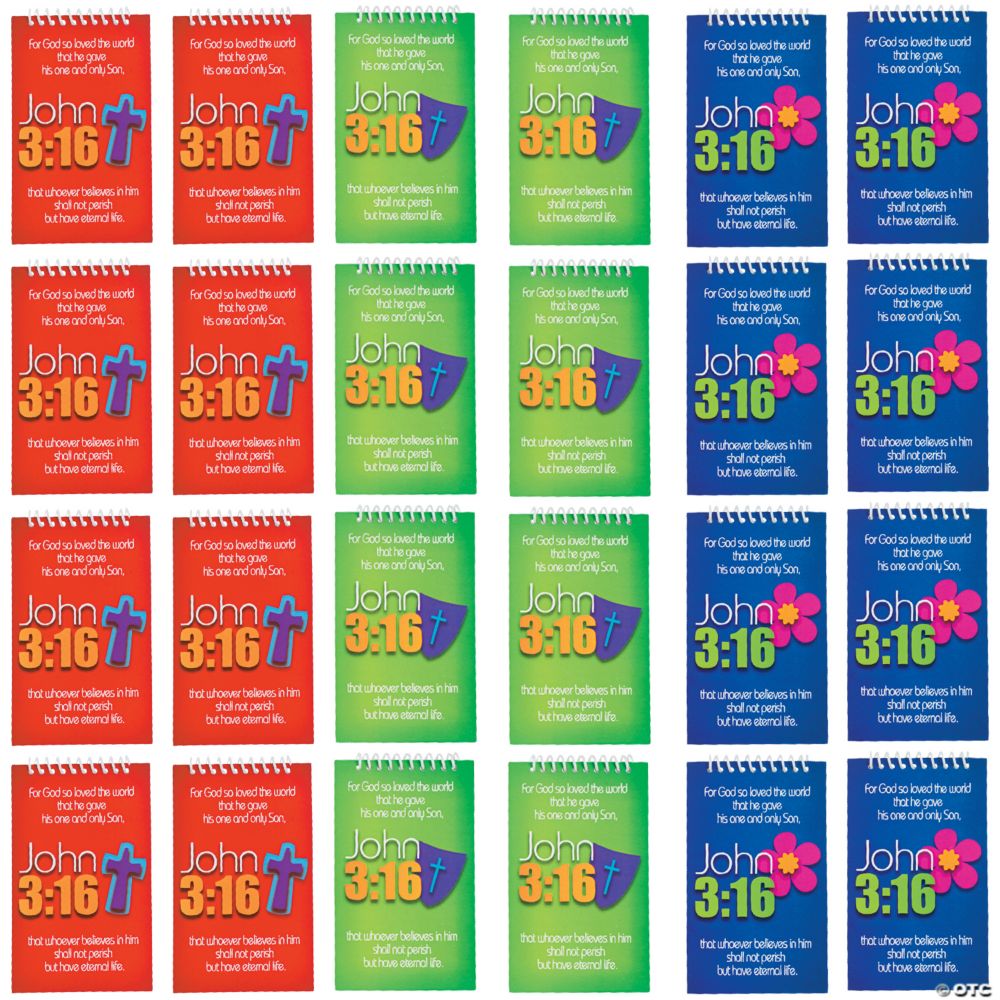 24 Pc John 3:16 Spiral Notepads 4" 25 pgs