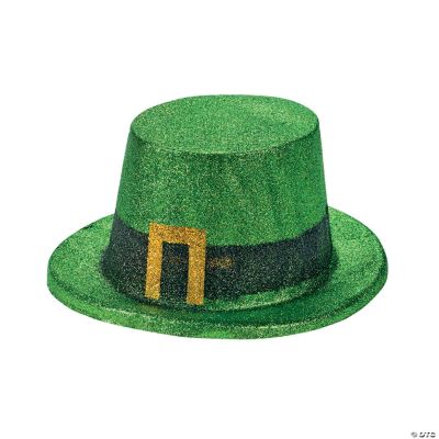 St. Patrick's Day Green Glitter Leprechaun Top Hats - 12 Pc.