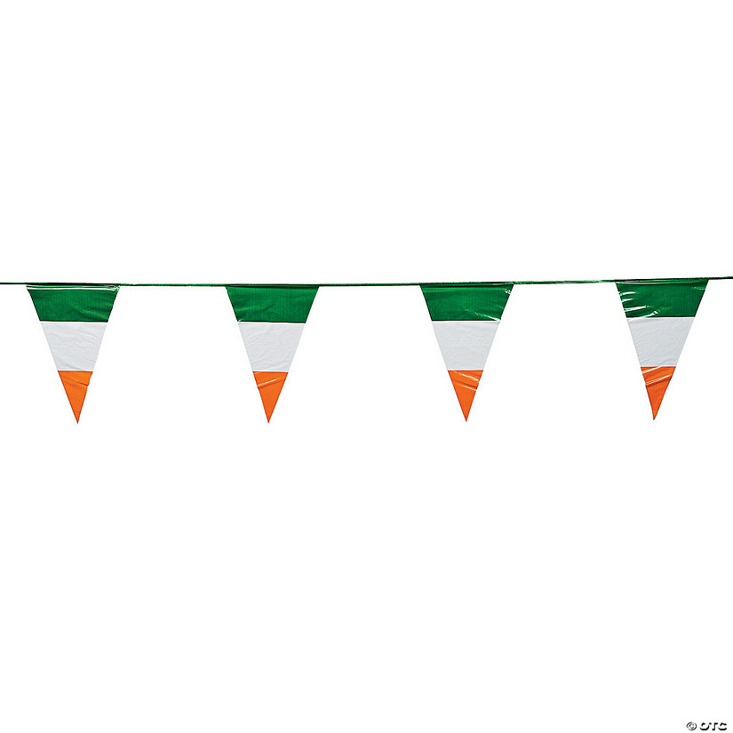 Irish Flags & Shamrocks All-Weather 12-Foot Banner 16" x 12' Plastic Decorations
