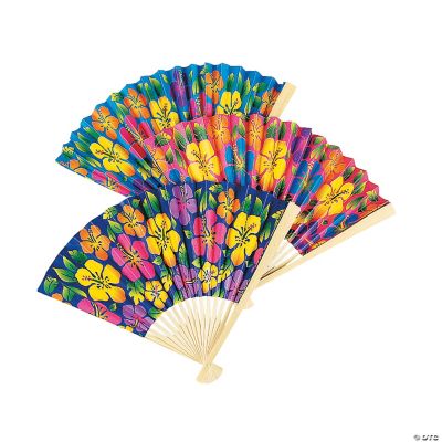Tropical Hibiscus Folding Hand Fans Oriental Trading