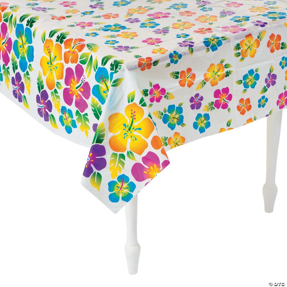 Hibiscus Plastic Tablecloth Multicolor