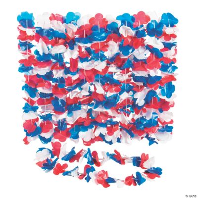 Patriotic Plastic Flower Leis 50 Pc.